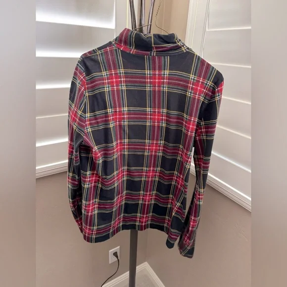 J Crew Stewart tartan plaid printed tissue turtleneck shirt Size M - Picture 4 of 6